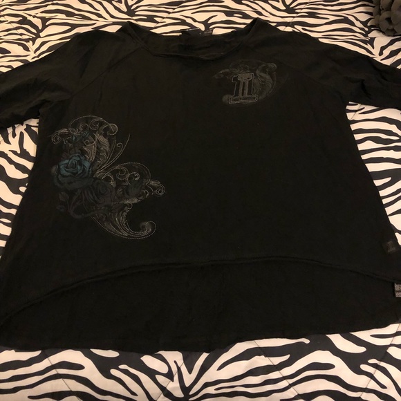 Harley Davidson plus size 3W black off shoulder willie G skull print top. - Picture 8 of 11